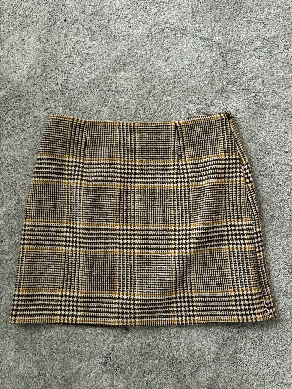 Plaid Mini Skirt in Brown and Yellow - Women's Skirt